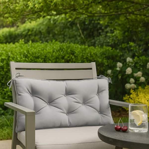 43.3 in. x 19.7 in. Gray Rectangular Outdoor Cushion for Bench with Button Tufted Fabric