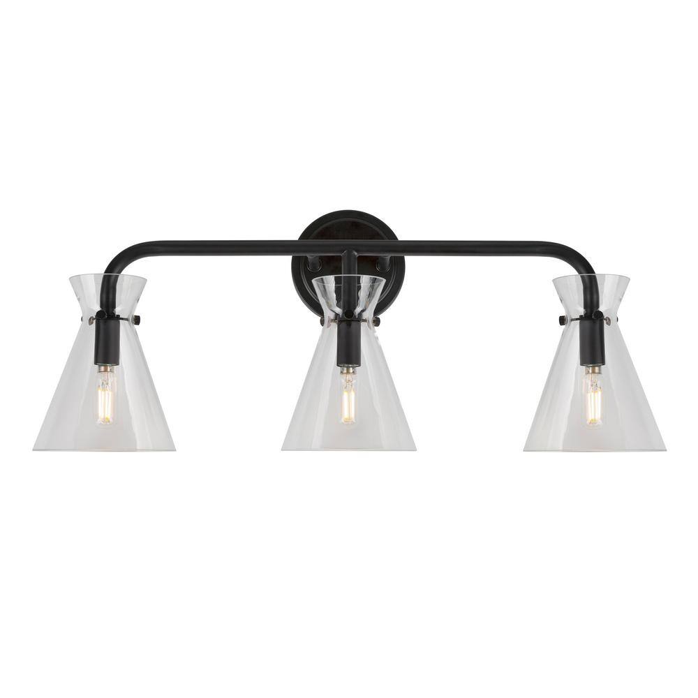 Beaker 3-Light Black Bath Vanity Light with Clear Glass price history on PriceWatchPro