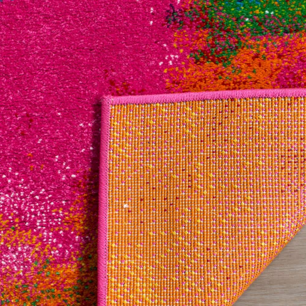 Vibrant Multicolor Abstract Synthetic Area Rug 6'7" x 9'