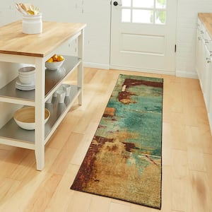 Aqua Fusion Multi 1 ft. 8 in. x 6 ft. Machine Washable Abstract Runner Rug