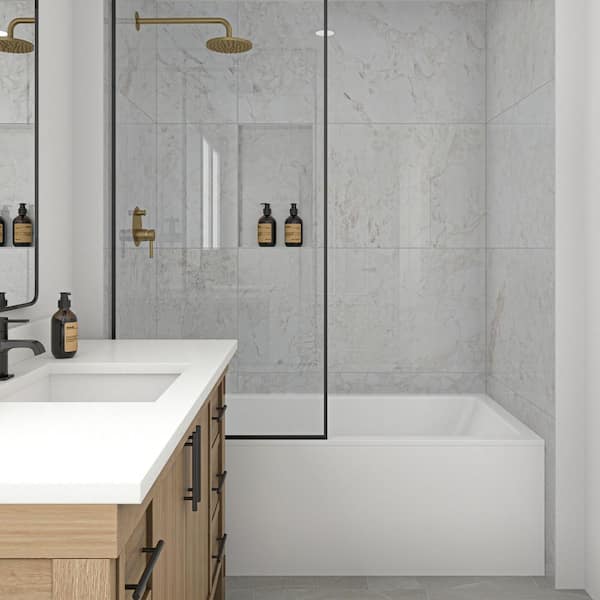 Santa Loma Snowfall 24 in. x 48 in. Polished Porcelain Stone Look Floor and Wall Tile (15.5 sq. ft. /case)