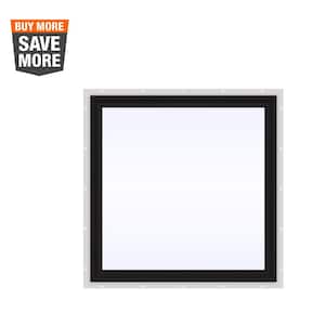 36 in. x 36 in. V-4500 Series Black Exterior/White Interior FiniShield Vinyl Picture Window w/ Low-E 366 Glass