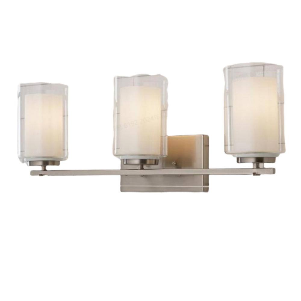 22 in. Industrial Brushed Nickel 3-Light Vanity Light, Clear Glass Shades and Sleek Design for Bathroom price history on PriceWatchPro