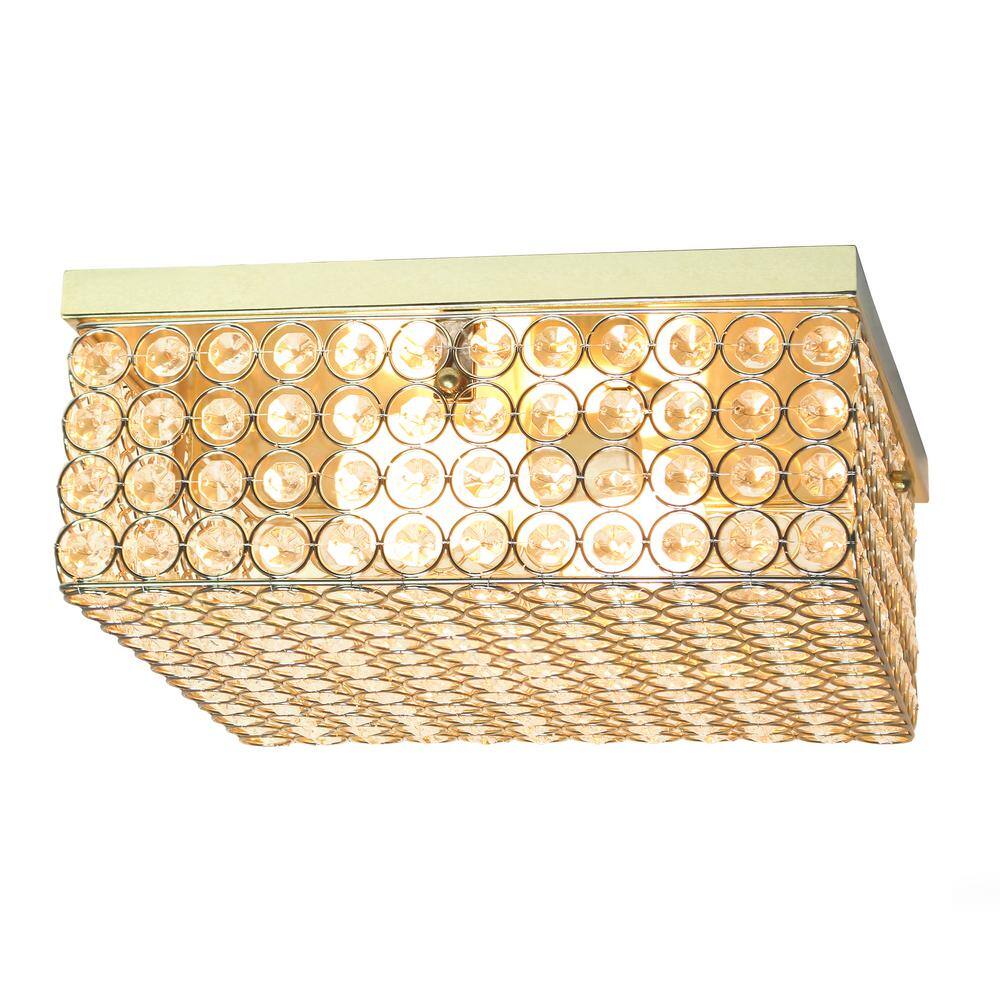 Elegant Elipse 12" Gold Crystal Incandescent Flush Mount Ceiling Light