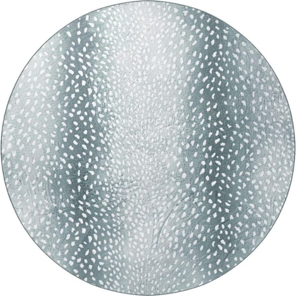 HomeRoots 8' Round Gray Animal Print Runner Rug