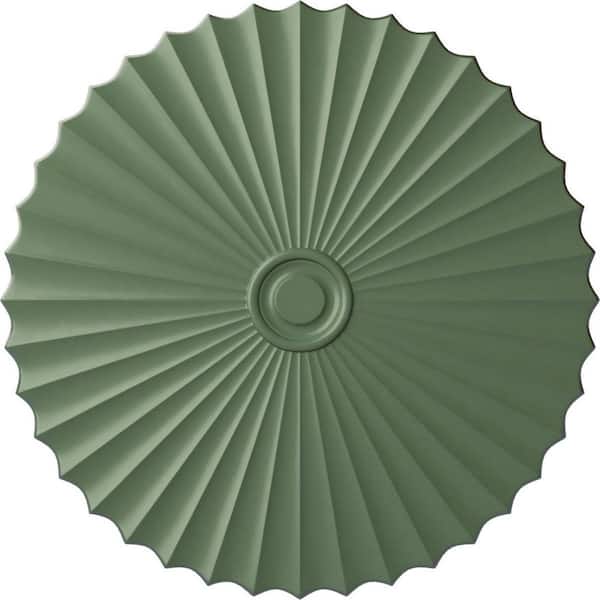 Ekena Millwork 2" x 47-5/8" x 47-5/8" Polyurethane Shakuras Ceiling Medallion, Hand-Painted Athenian Green