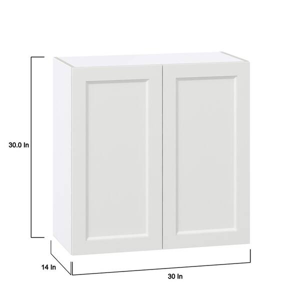 J COLLECTION Alton Painted White Recessed Assembled Wall Kitchen Cabinet with 2 Full Height Doors (30 in. W x 35 in. H x 14 in. D)