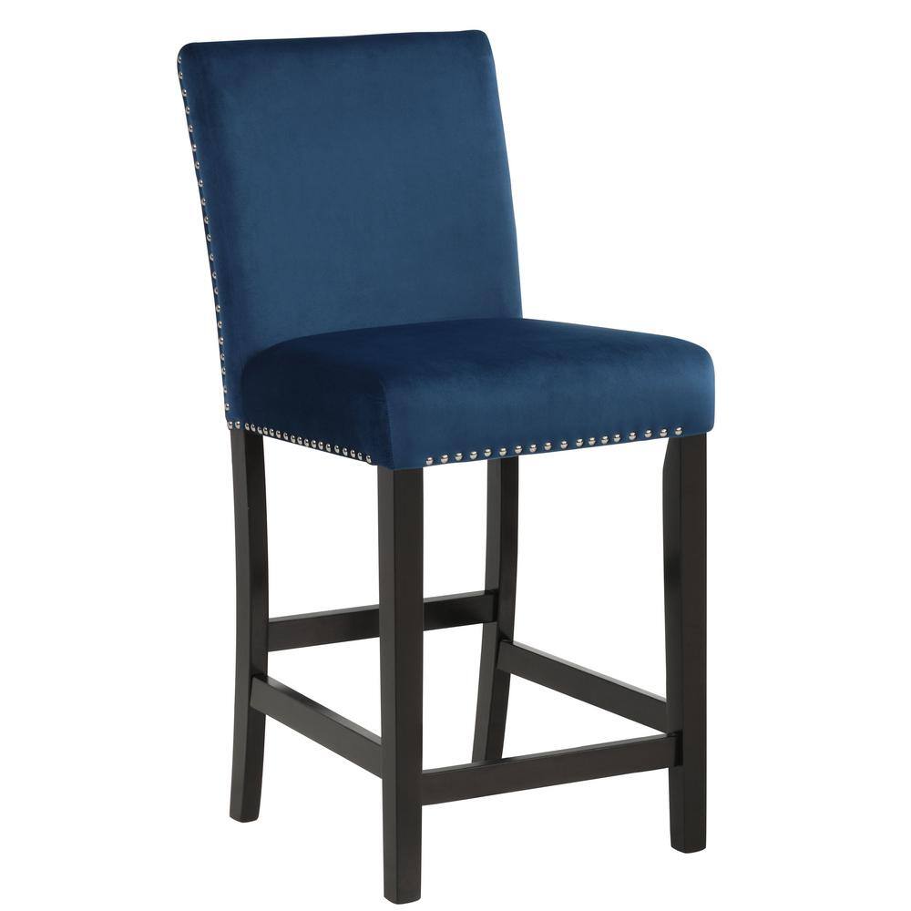 Celeste 5-Piece Blue Velvet and Faux Marble Counter Set