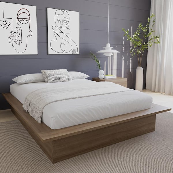 Nexera Malibu Brown Oak Frame Full Size Platform Bed