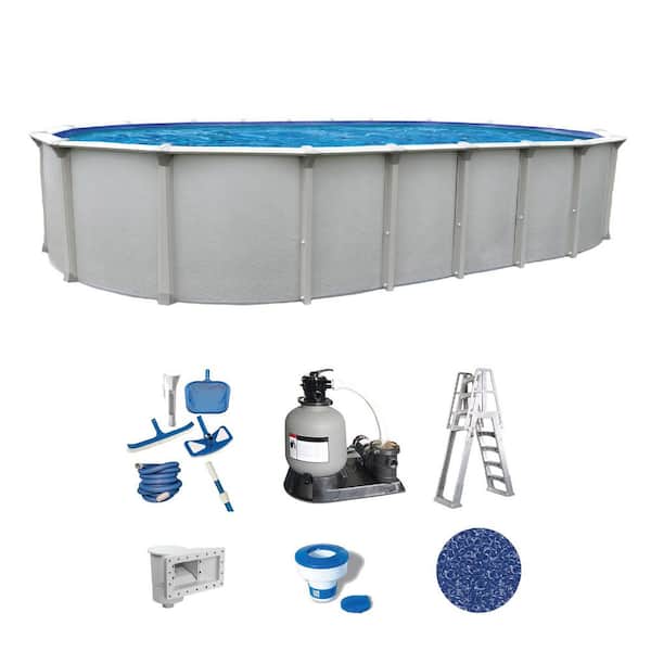 Huntington 18 ft. x 33 ft. Oval 54 in. Deep Above Ground Hard Sided Standard Pool Package