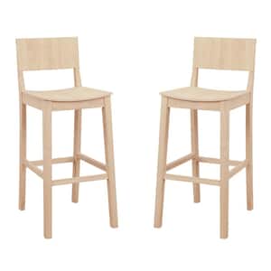 Parker 30 in. Seat Unfinished Low back Wood frame Barstool with wood seat (Set of 2)