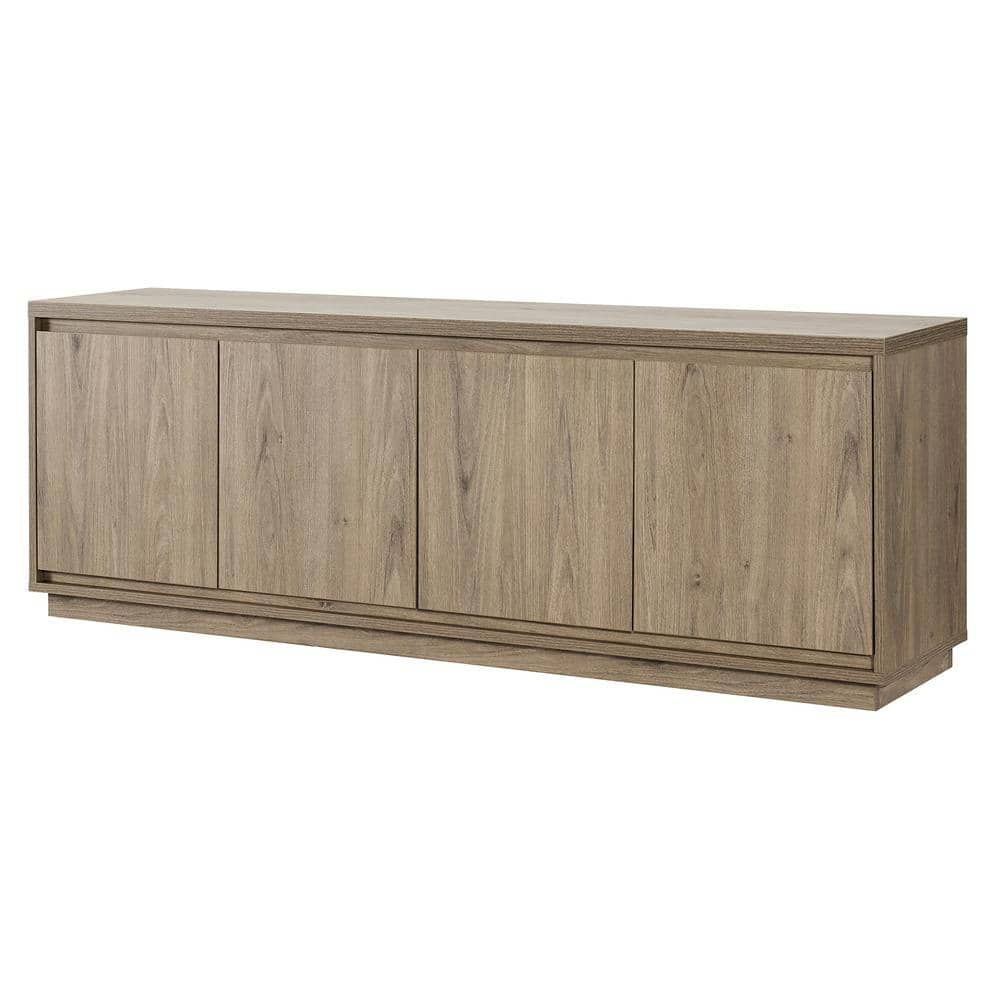 Antiqued Gray Oak 68" TV Stand with Cabinets