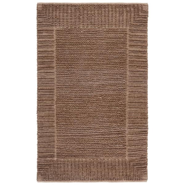 Natura 8 ft. x 10 ft. Brown Striped Border Solid Area Rug