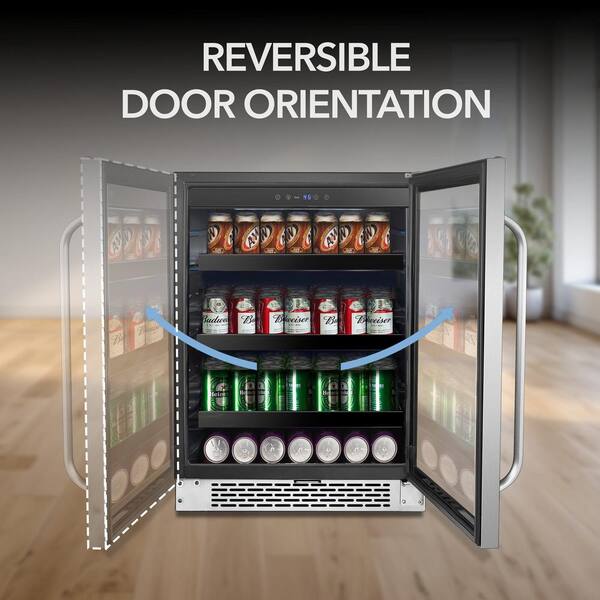Whynter 24 in. 182 12 oz. Can Built-In Beverage Fridge Cooler w/ Lock, Temp  Controls, Glass Door Stainless Steel BBR-148SB - The Home Depot