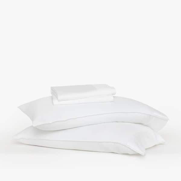 BUFFY 4-Piece White Eucalyptus TENCEL Lyocell Linen Twin Sheet Set