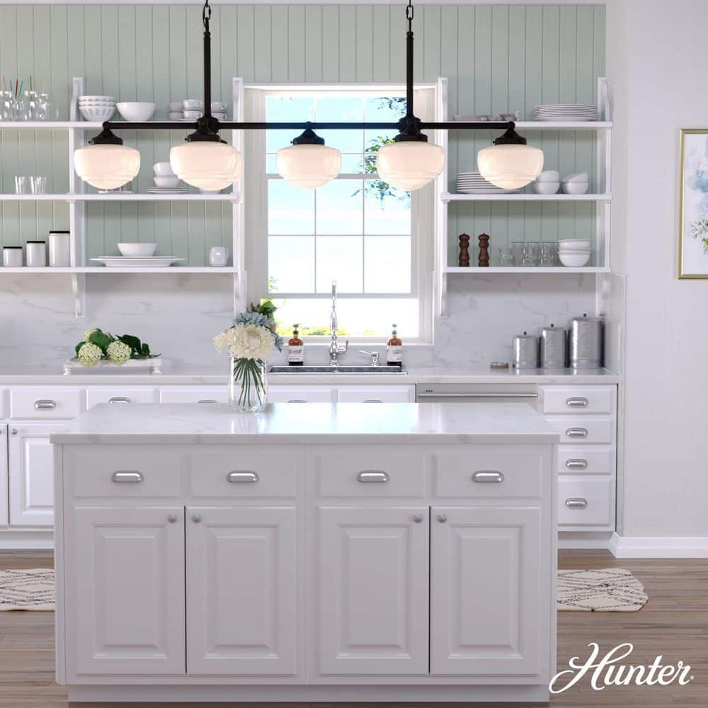 Noble Bronze 52" 7-Light Linear Chandelier with Glass Globes