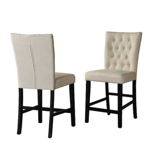 Best Quality Furniture Mina's Beige Linen Fabric Chairs Solid Wood (Set of 2)
