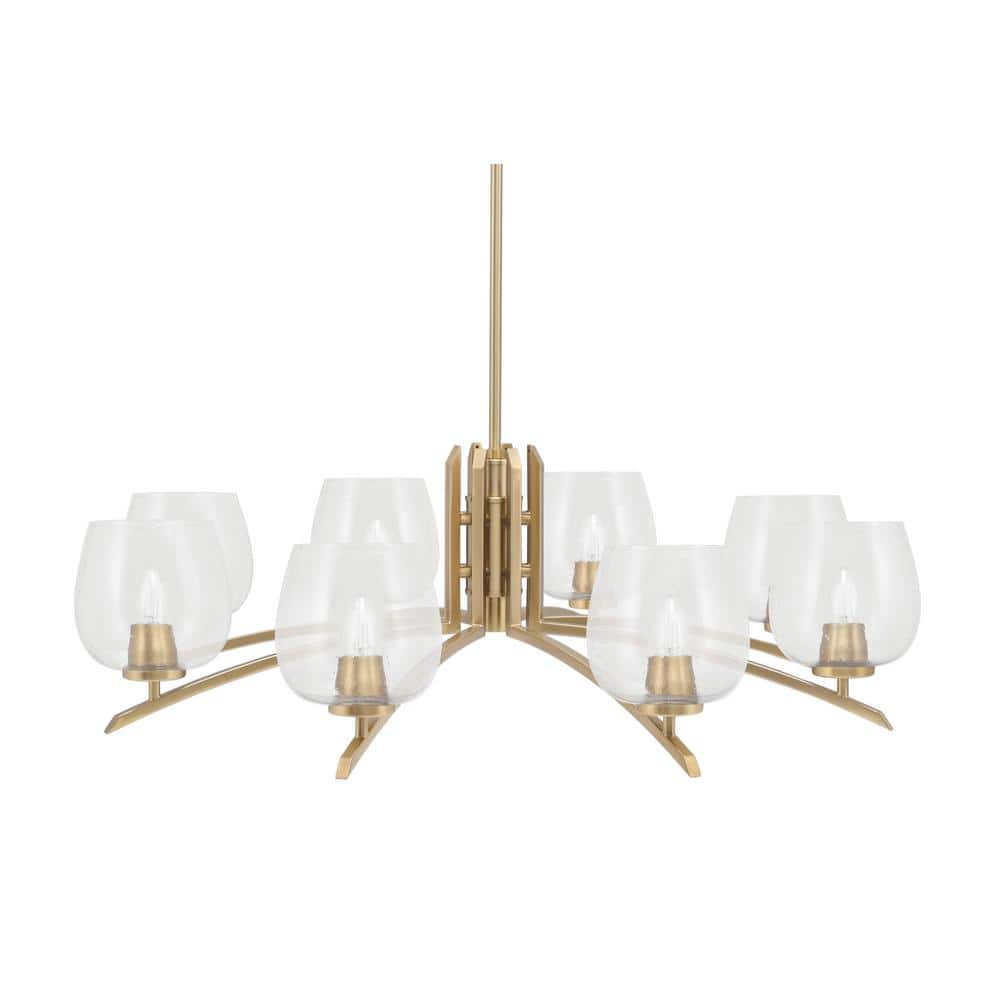 Siena 36 in. 8-Light New Age Brass Chandelier with 6 in. Clear Bubble Glass