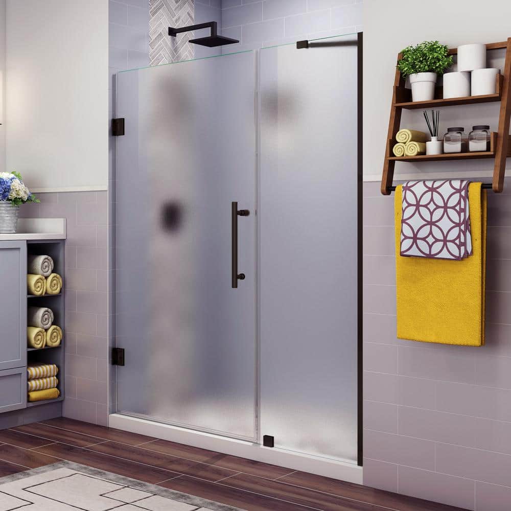 Belmore 44.25 in. to 45.25 in. x 72 in. Frameless Hinged Shower Door with Frosted Glass in Bronze price history on PriceWatchPro