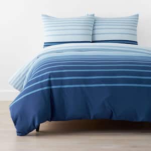 Company Cotton Blue Multi Jersey Knit Stripe Twin/Twin XL Cotton Duvet Cover