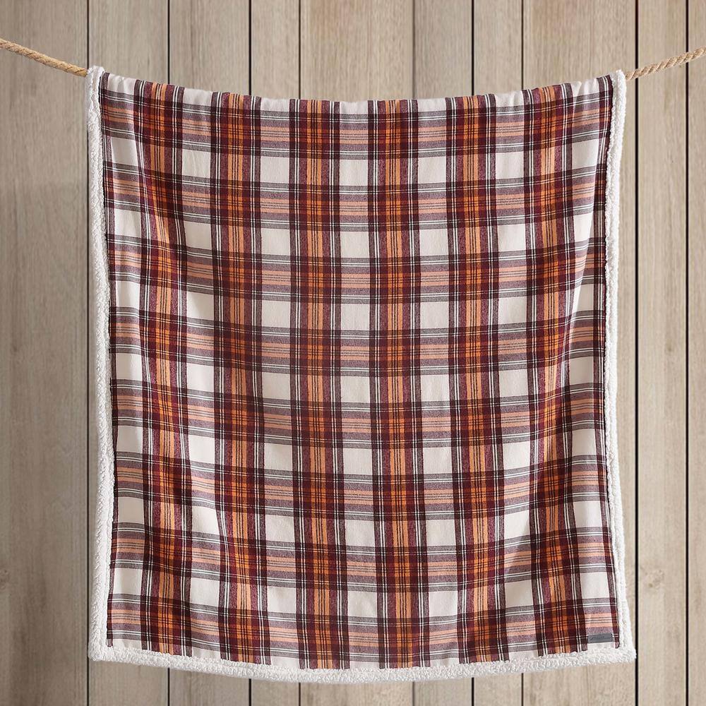Cozy Cabin 50"x60" Red Plaid Sherpa Fleece Reversible Throw