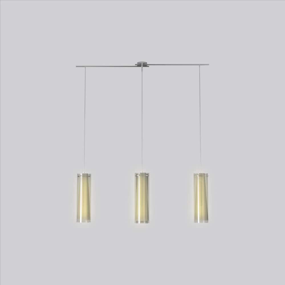 Pinto Nero Matte Nickel 36" Island Light with Smoked Glass Shades