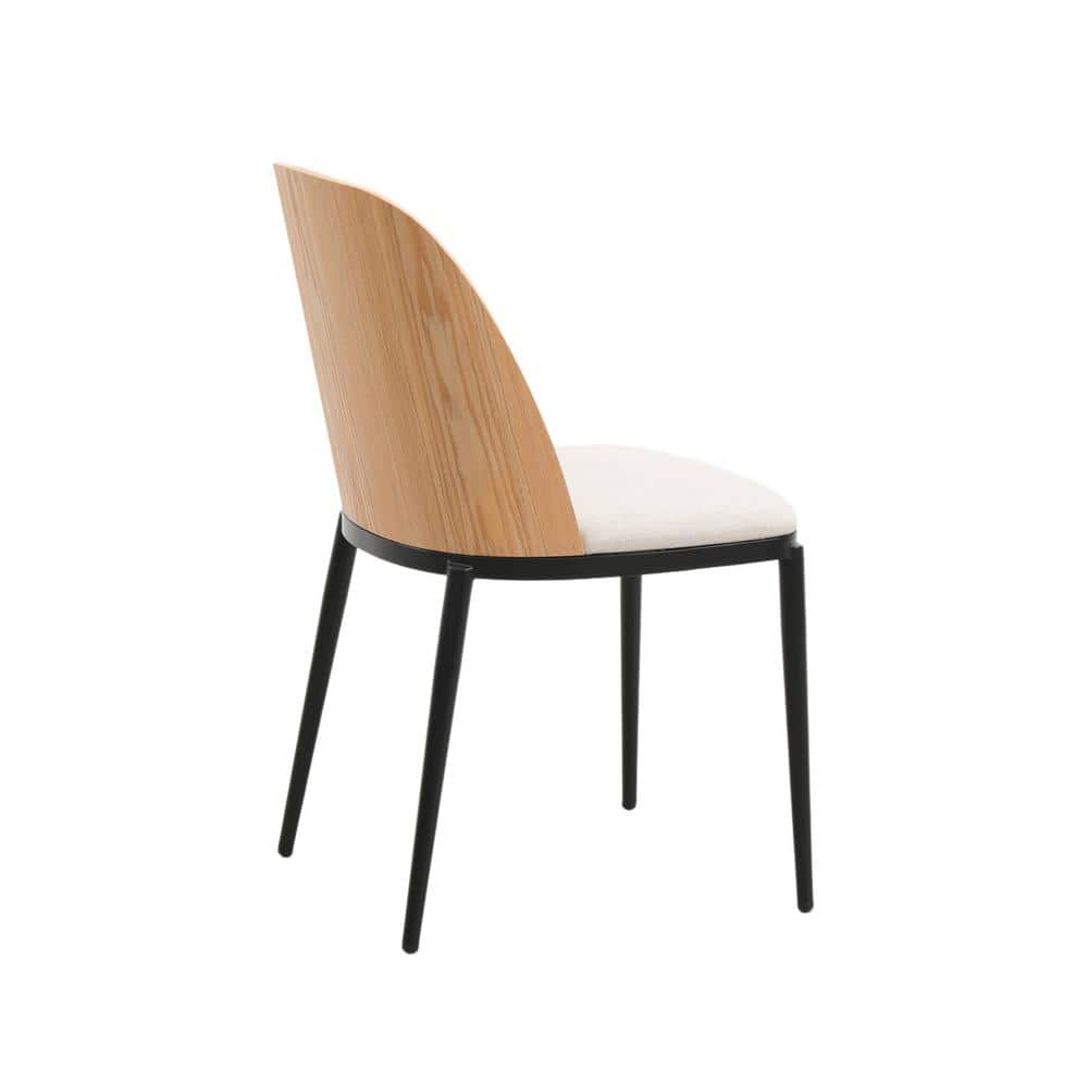 Beige Upholstered Metal Frame Dining Side Chair Set