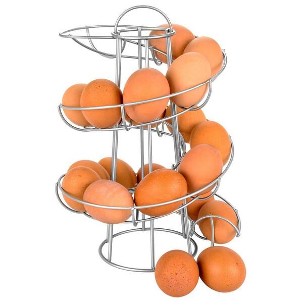 Modern Metal Spiral Egg Roller Wire Rack Keeper 24 Eggs Kitchen Worktop 