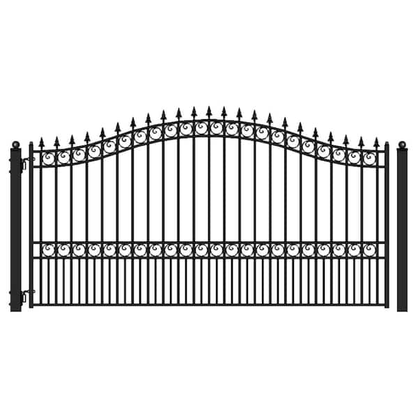 ALEKO London Style 18 ft. x 6 ft. Black Steel Single Swing Driveway Fence Gate