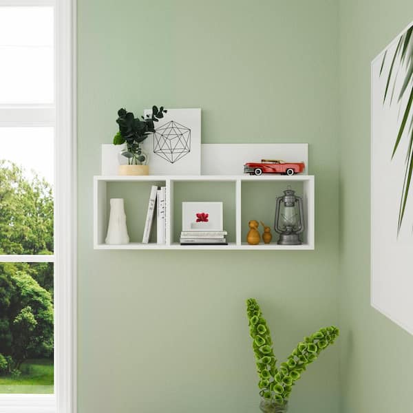 DANYA B Porto White Laminate MDF Triple Cubbie Shelf