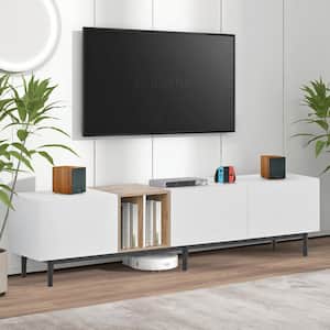 77 in. Modern TV Stand Storage Cabinet Media Console Table Entertainment Center with Drop Down Doors for TVs Up to 80"