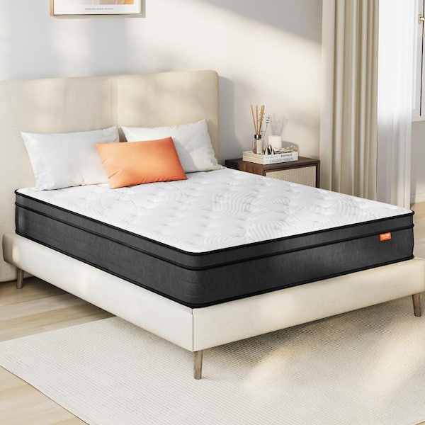 12 in. Medium Memory Foam Hybrid Mattress, Individually Wrapped Innerspring Pillow Top Queen Size Mattress
