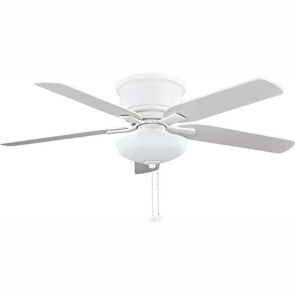 Hampton Bay Holly Springs Low Profile 52 in. LED Indoor Matte White Ceiling Fan with Light Kit