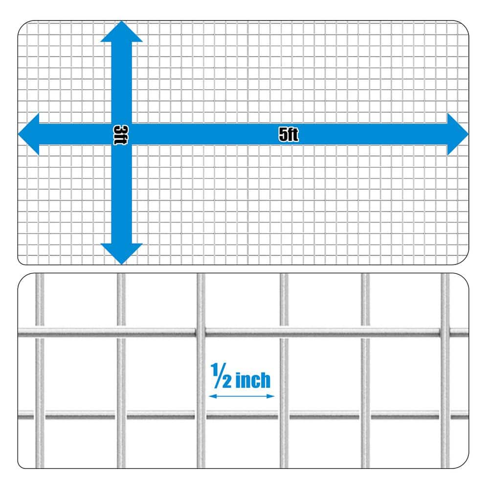 Galvanized Metal Chicken Wire Mesh for Garden and Security, 3' x 5'