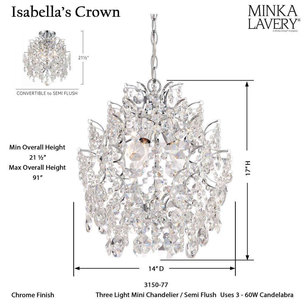 Elegant Chrome Mini Chandelier with Crystal Accents, 3-Light