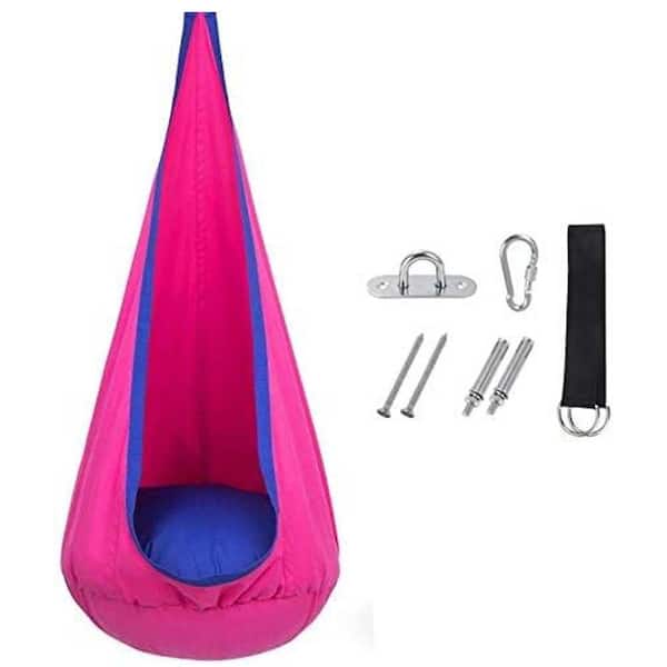 Kids Pod Swing Seat with Inflatable Pillow, Hanging Hammock Chair for Indoor and Outdoor Use, Max 176 Lbs
