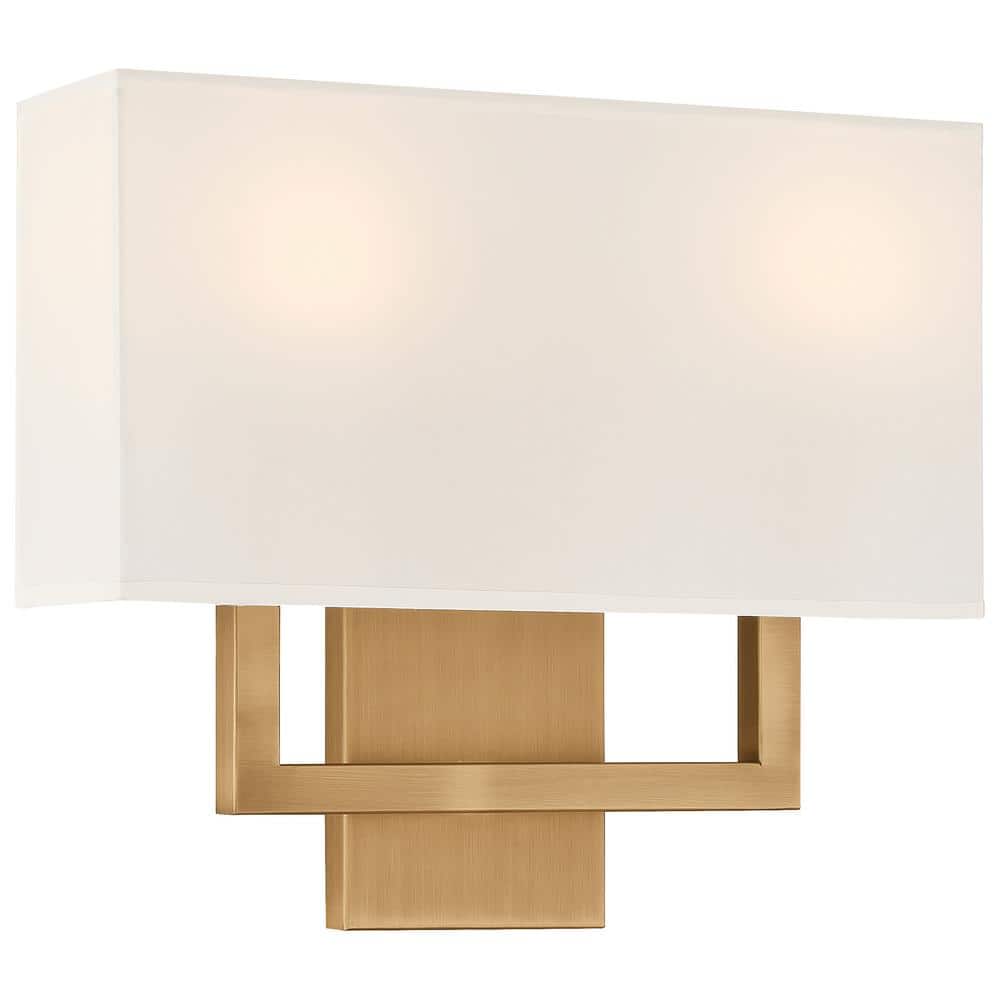 2-Light Antique Brushed Brass LED Wall Sconce