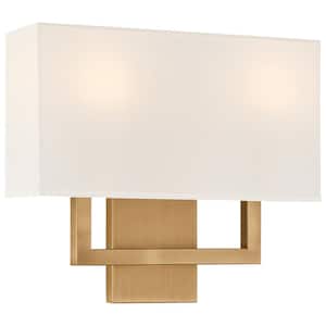 2-Light Antique Brushed Brass LED Wall Sconce