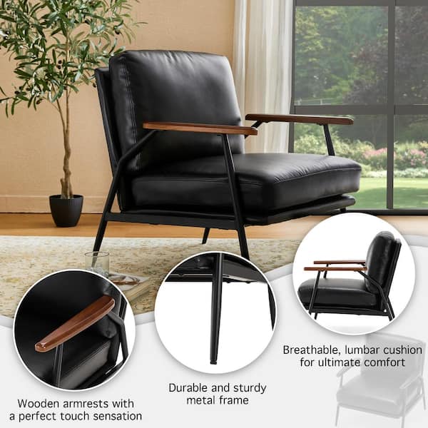 Glitzhome Mid-century Modern Black Leatherette Accent