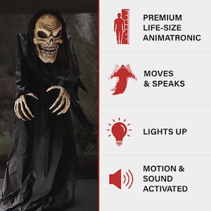 85 in. Premium Talking Halloween Animatronic Colossal The Hunched Skeleton Reaper by Tekky