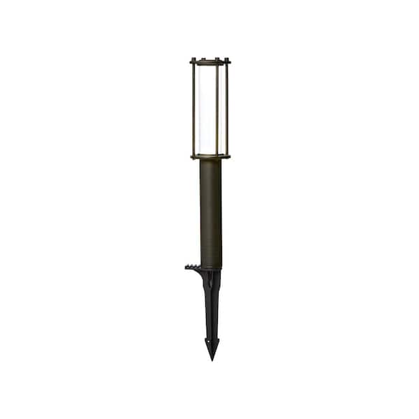 Hampton Bay 100 Lumen Low Voltage Antique Brass Integrated LED Outdoor Landscape Bollard Light