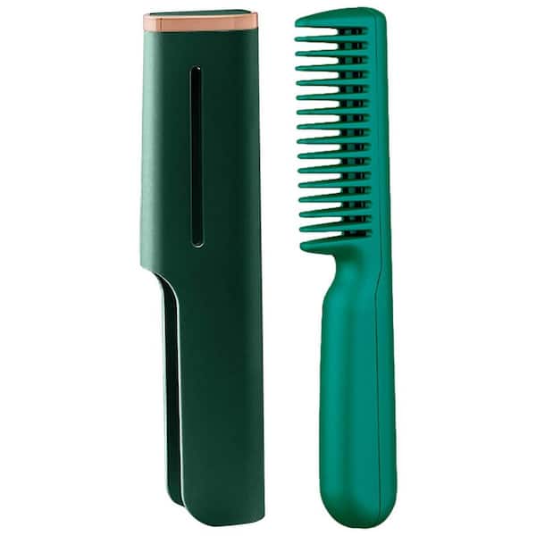 Aoibox 6.7 in. x 0.78 in. x 0.78 in. Personal Care Hair Straightener in Green Finish Electric Hot Flat Comb USB Rechargeable