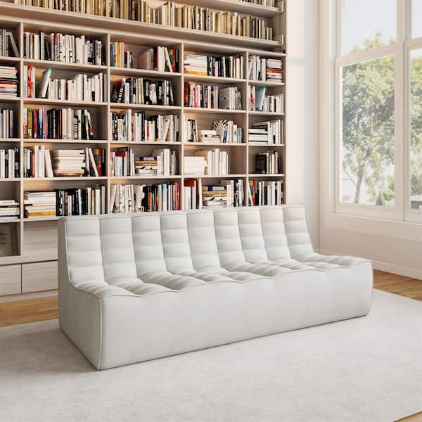 Magic Home Gray Linen Polyester 3-Seater X-Large (Over 72 in.) Bean Bag Couch Modern Fireside Lazy Floor Sofa Chair for Apartment