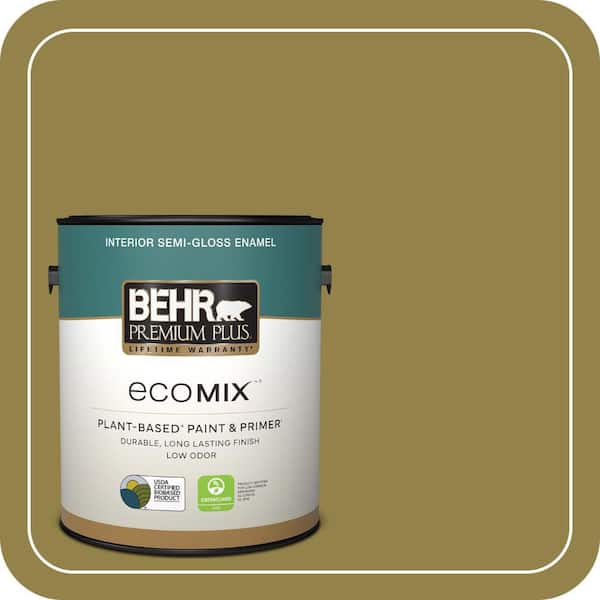 1 gal. #PPU9-02 Lucky Bamboo Semi-Gloss Enamel EcoMix Plant-Based Interior Paint & Primer