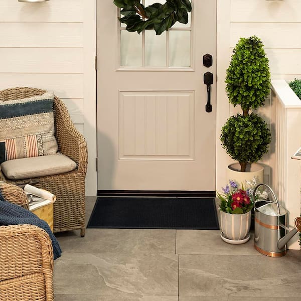 Honeycomb Black 35.5 in. x 46.75 in. Recycled Rubber Non-Slip Indoor Outdoor Commercial Floor Mat