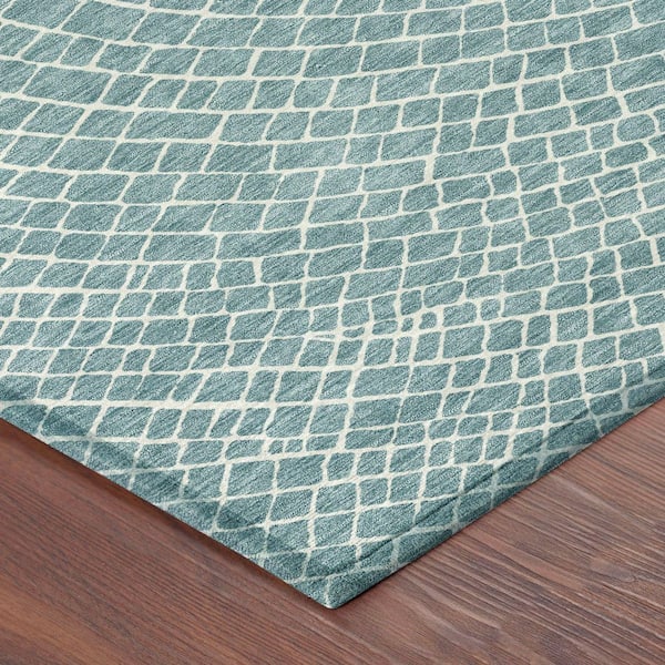 Chantille Machine Washable Indoor/Outdoor Abstract ACN2455 Teal 10 ft. x 14 ft. Area Rug