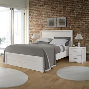 Monterrey Shabby White Solid Wood Frame King Size Panel Bed