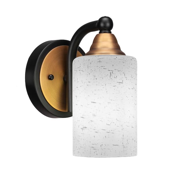 Madison 4 in. 1-Light Matte Black and Brass Wall Sconce with Standard ...