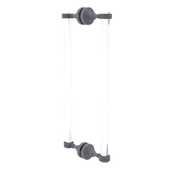 Allied Brass Pacific Grove Collection 18 Inch Back to Back Shower Door Pull with Groovy Accents in Matte Gray
