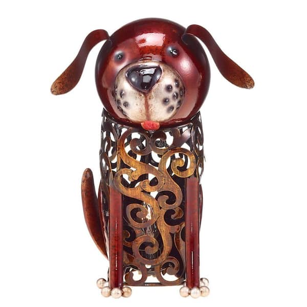 DecoFLAIR 8 in. Lighted Nightlite Hand Crafted Bronze Metal Dog Luminary Table Lamp